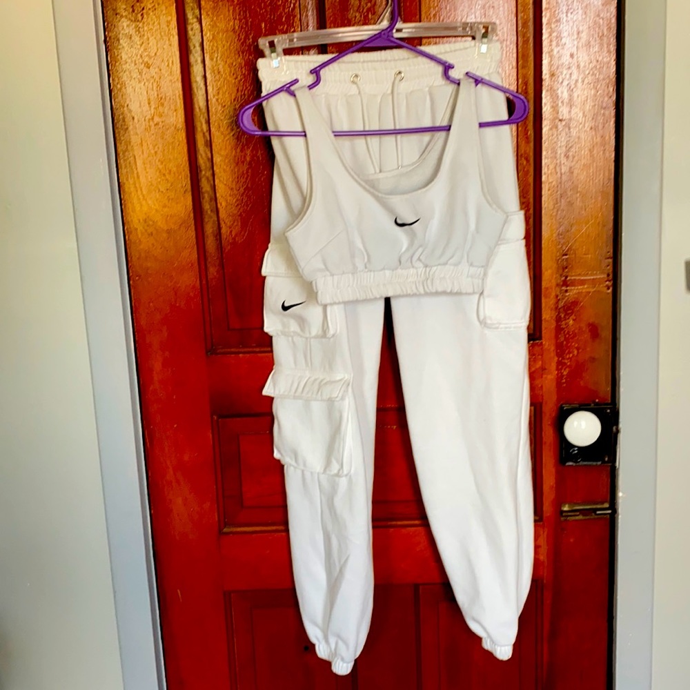Nike two piece outfit, white, cargo pockets